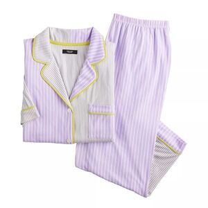 Simply Vera Wang Pajama Set Women Large Purple Grey Striped Colorblock Lounge